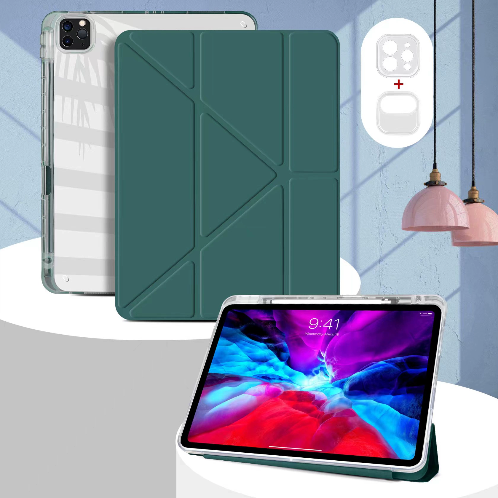 Защитная накладка для iPad Pro 11 / iPad 10.9 — высокопрозрачная акриловая задняя панель, подставка Y-образной складки
