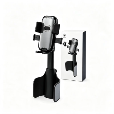 New magnetic suction car cup holder with retractable design, 360-degree rotating cup slot, and car phone holder (Car phone holder) - q15clamp-typeretractable-cup-holder
