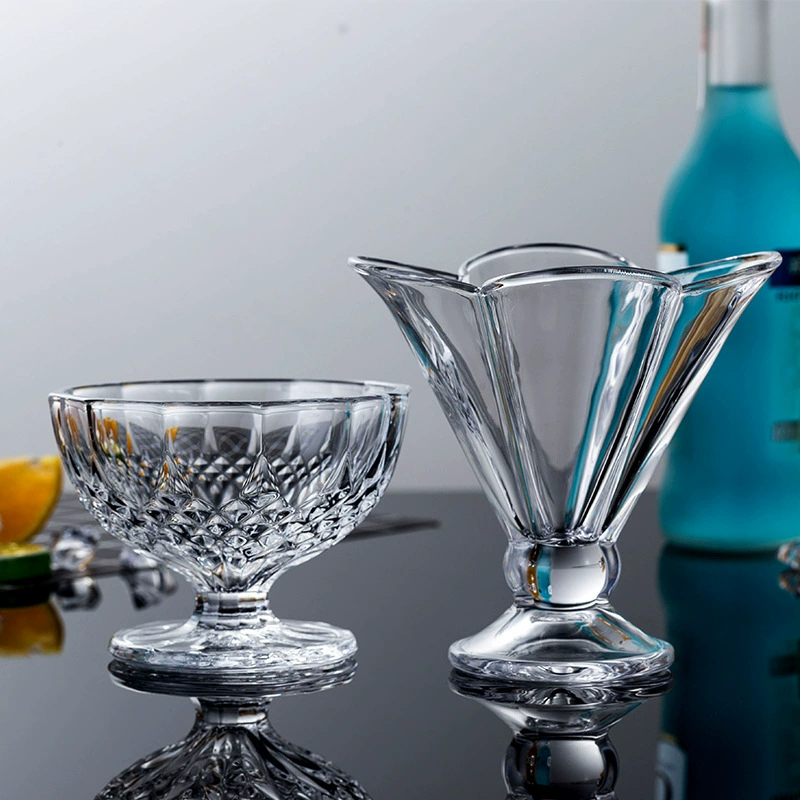 Оптовая Нефритовый Кристалл Творческий прозрачный стеклянный стакан чашки сока десерт Кубок мороженого Кубок Мороженого Мороженое утолщенные