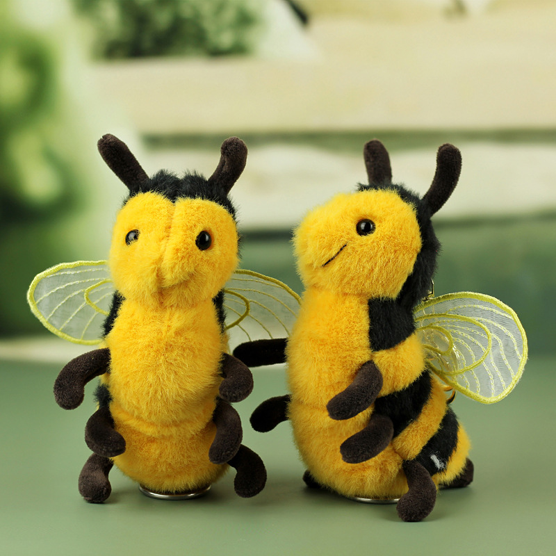 Red en línea adorable pequeña abeja colgante juguetes de peluche muñeca bolsos de dibujos animados bolsos colgantes llaveros muñecas de tela image 3