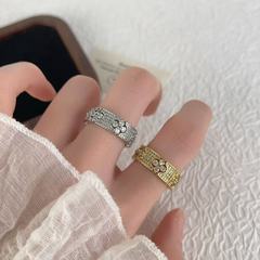 超闪满钻四叶草戒指镂空轻奢高级感设计开口指环时尚气质百搭戒饰