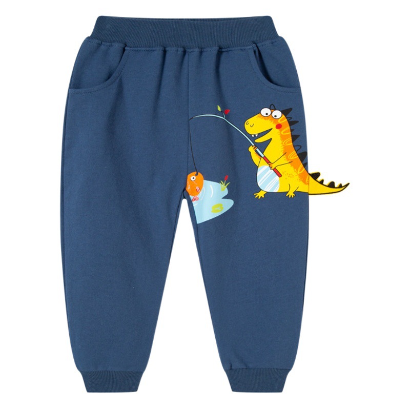 Pantalones para Niños, Otoño 2026, Estilo Coreano, Pantalones Deportivos Infantiles, Dinosaurio de Dibujos Animados, Pantalones Largos Casuales, Pantalones Deportivos de Punto para Niños