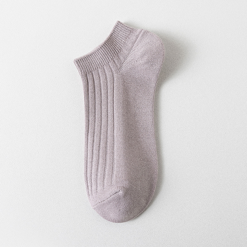 Calcetines de algodón de color sólido fino de verano para mujer Calcetines de color básico japonés de doble aguja calcetines de mujer de corte bajo