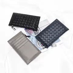 2026 New Genuine Sheepskin Handwoven Coin Purse Crossbody Wallet Leather Card Holder