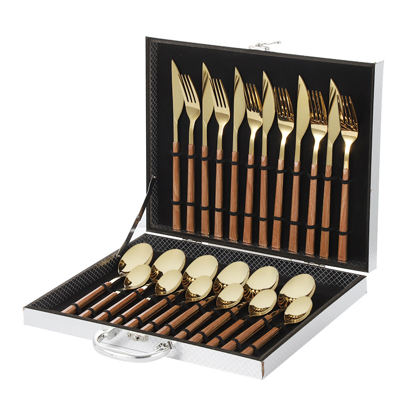 10 mango cuadrado 24pcs-gold caja de plata