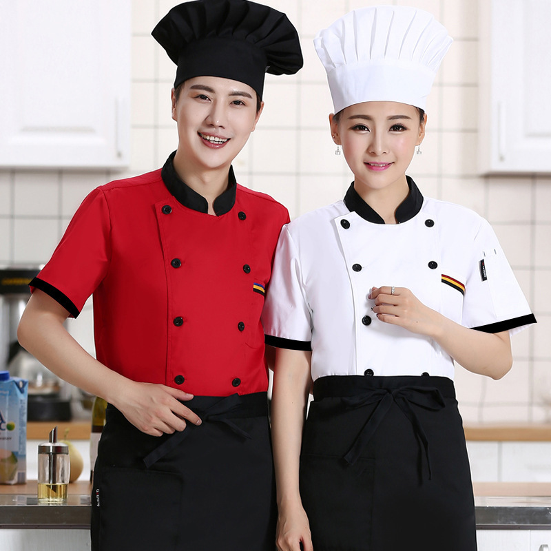 Summer Breathable Chef Work Clothes Short-Sleeved Bakery Cake Shop Catering Chef Clothes Long-Sleeved Men's and Women's Work Clothes Can Be Customized