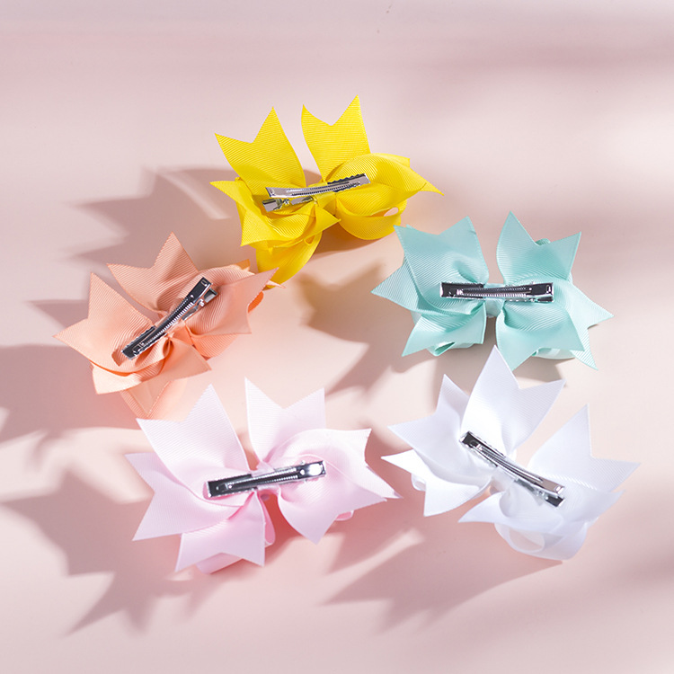 Children's Solid Color Bow Hairpin display picture 8