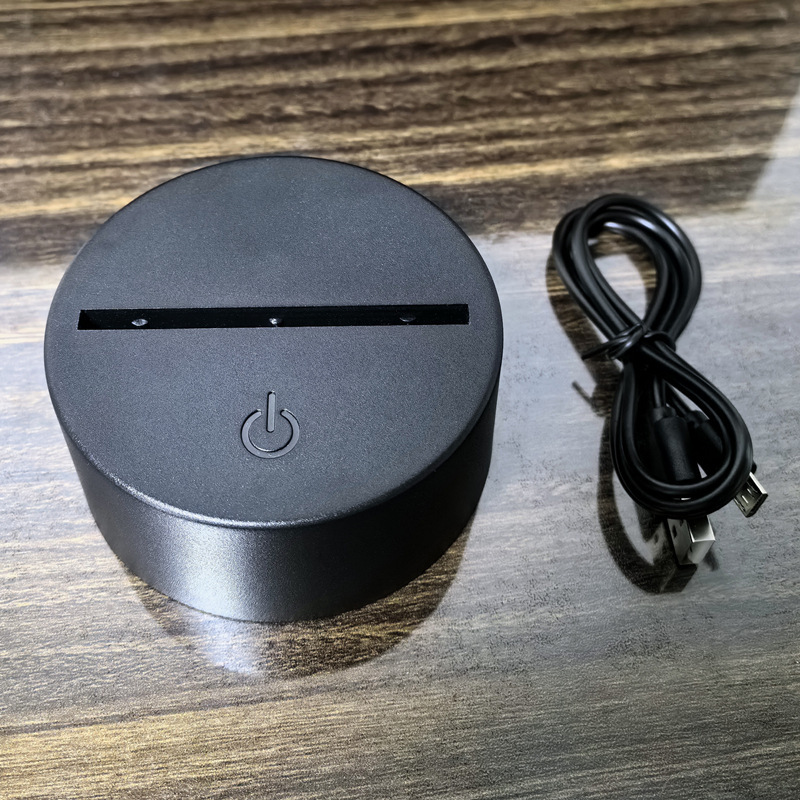 工場直販 3D ナイトライトベース USB 3 色モノクロクラックルカラフルなタッチリモコンバッテリー充電木目調|undefined