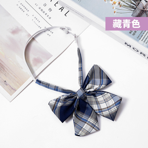 JK uniform plaid collar flower gentle knife sailor collar accessories long handle double layer school uniform tie boxer bow tie