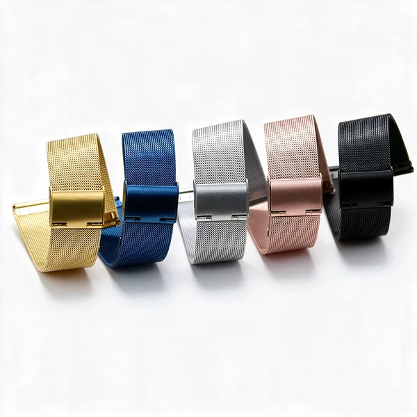 Dw Milanese Metal Mesh Strap with Multi-Color Stainless Steel Buckle Adjustment, Unisex Watch Replacement Steel Strap Accessories