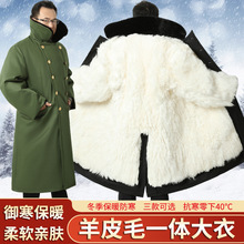 羊皮军棉大衣男皮毛一体冬季长款防寒东北劳保服加厚保暖羊毛棉袄