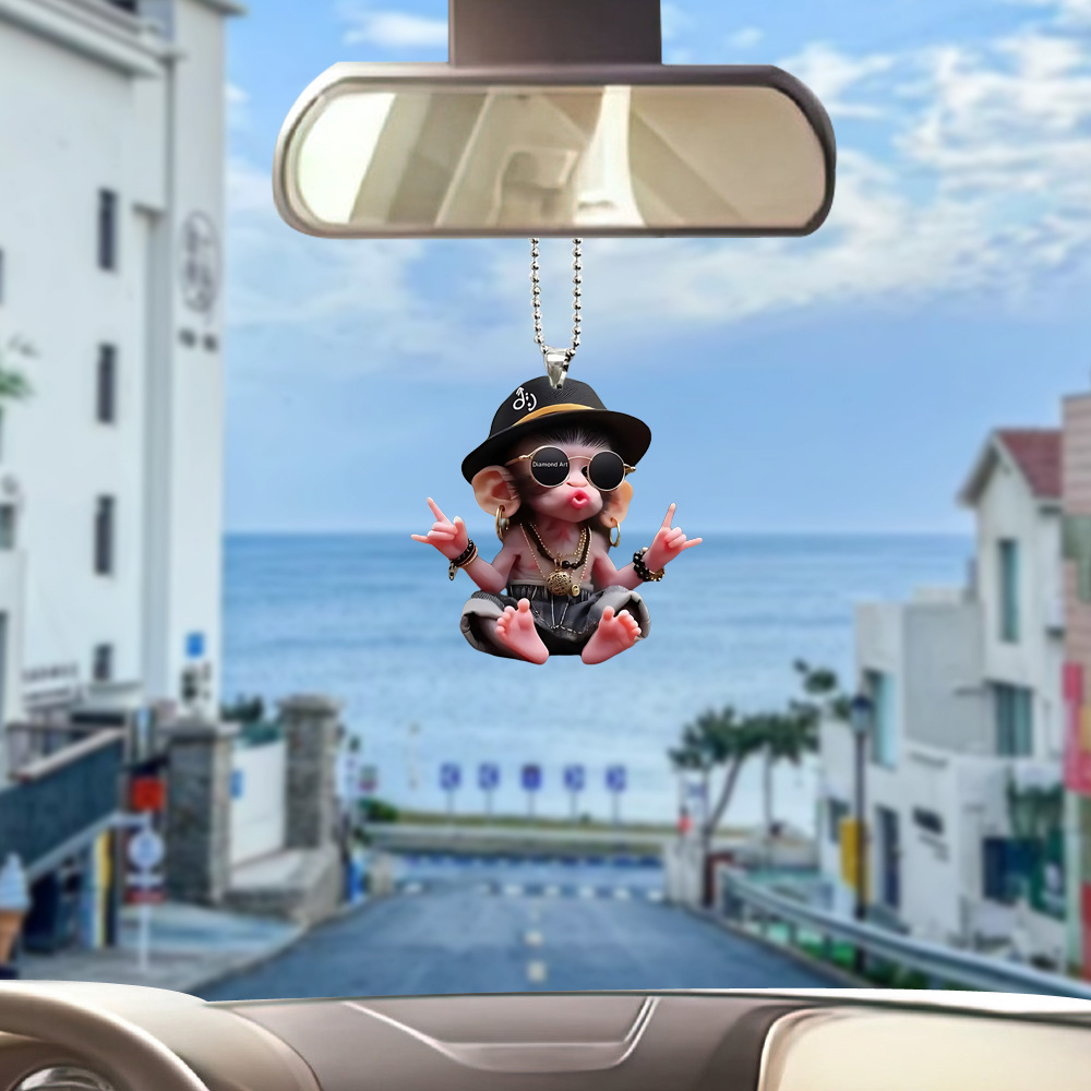 Cross-border bonito estilo hip-hop pequeño mono regalo para niños llavero colgante accesorios de decoración de porche de automóvil