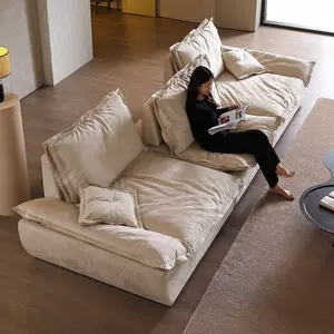 Modern minimalist cream-style adjustable backrest sofa for living room, suitable for various sizes of homes, functional fabric sofa