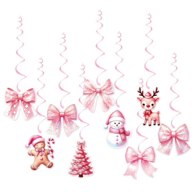 Nuevos productos transfronterizos de Navidad rosa colgante espiral arco pan de jengibre hombre decoración de la fiesta colgante de techo