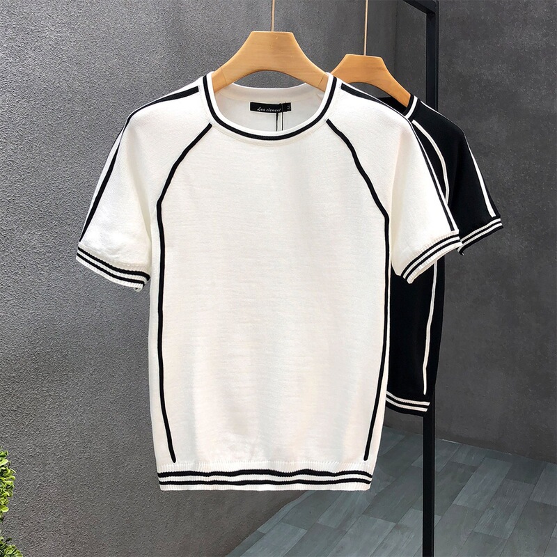 Short-Sleeved Spring Youth Fashion T-Shirt with Urban Style, Trendy Brand, Versatile New Style, Standard Men's Knitwear Short-Sleeved Spring Youth Fashion T-Shirt with Urban Style, Trendy Brand, Versatile New Style, Standard Men's Knitwear