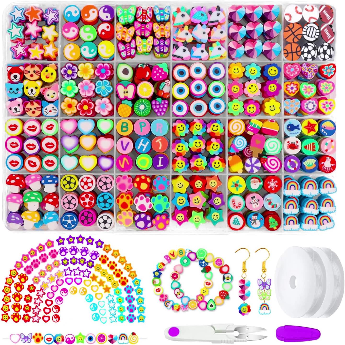 Cuentas de cerámica reemplazables JX480 caja de cuentas de arcilla de polímero de frutas fabricación de bricolaje cuentas sueltas de cerámica blanda de dibujos animados