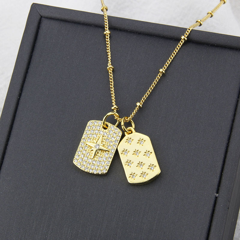 new zircon tag combination necklace copper diamond pendant sweater chainpicture1