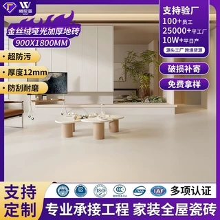 工程定制金丝绒哑光瓷砖900x1800加厚12mm大板砖轻奢客餐厅地板砖