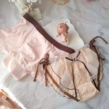 日系宫廷刺绣清新蕾丝公主学生牛奶丝三角少女可爱女士内裤有大码