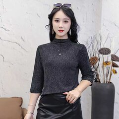 一件代发半高领中袖打底衫2025秋季新品时尚洋气减龄气质T恤上衣
