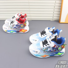 2025秋季新款皮面儿童鞋批发跑鞋带灯小男孩小童可爱卡通运动鞋