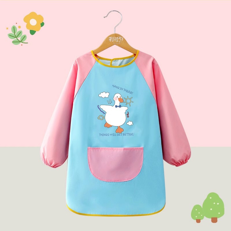 子供用エプロン絵画服幼稚園スタジオアートベルクロ長袖防水防汚よだれかけスモック逆着用|undefined