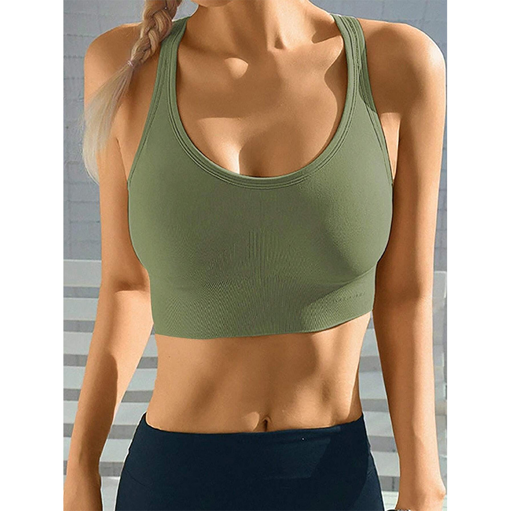 Bra deportivo de amortiguación de anillo de acero de gran tamaño para mujeres hermosas y sujetador de yoga ajustable