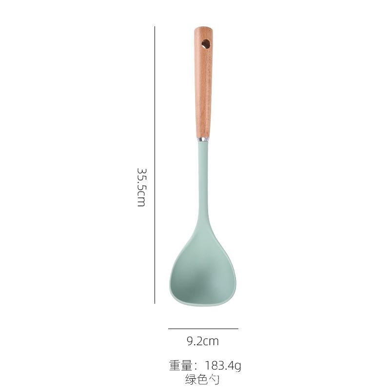工場現物木柄シリカゲル包鋼シリカゲルシャベルスプーンは鍋専用調理器具にくっつかない高温家庭用シリカゲルシャベル|undefined