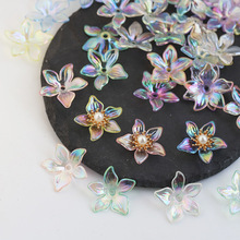 20克22mm亚克力混色幻彩五瓣紫荆花diy古风发簪饰品配件材料