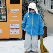 顽兔2025男童冬季新款时尚米奇刺绣宝宝上衣摇粒绒加厚儿童外套潮