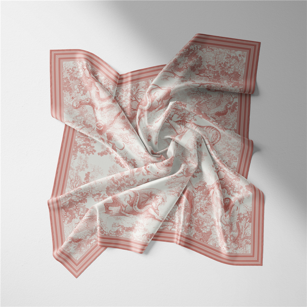 82g Weight Silk Scarf Classification Daily Occasion Satin Material Animal, Plant Pattern Summer, Spring Season Women's Gender Printing Design Simple Style Style Women's Simple Style Animal Plant Satin Printing Silk Scarf 7