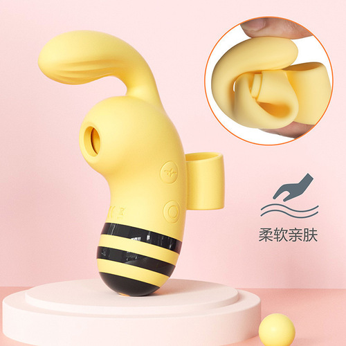 Female bee sucking vibrator, couple's novelty sex toy, clitoral teasing, tongue licking, self-pleasing device, sex accessory for cross-border trade.