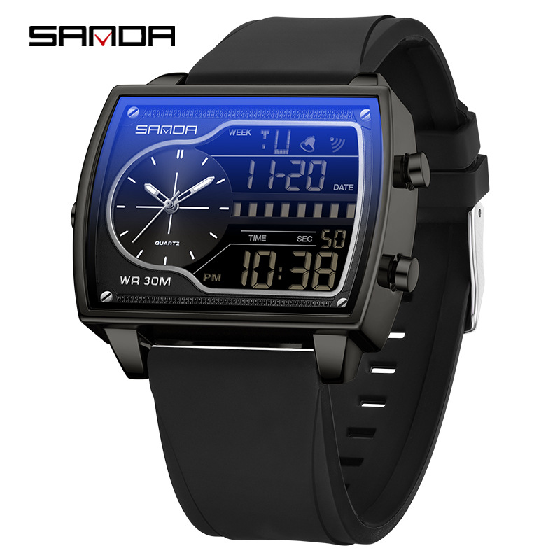 SANDA reloj electrónico de transmisión en vivo popular reloj electrónico de hombre nocturna multifuncional reloj electrónico de cuarzo