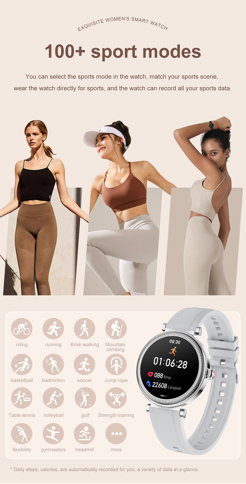 Smartwatch For Women With Colourful Light Pedometer And Round Screen_voghion.com