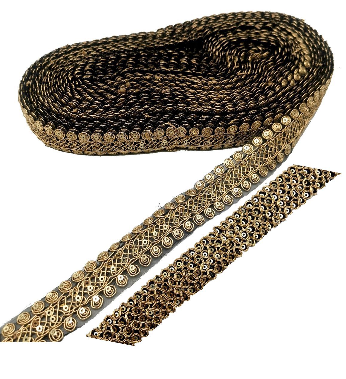 工厂直销 2.5CM金线股线特种刺绣花边 亮片绣花织带 服装辅料