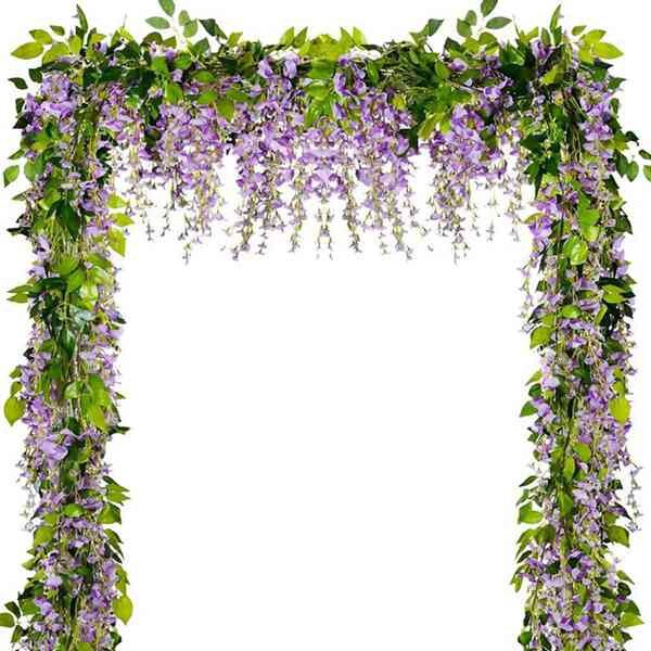 紫藤花造花藤条装飾花巻き吊り花プラスチック花藤蔓串花植物パイプは花を遮る|undefined