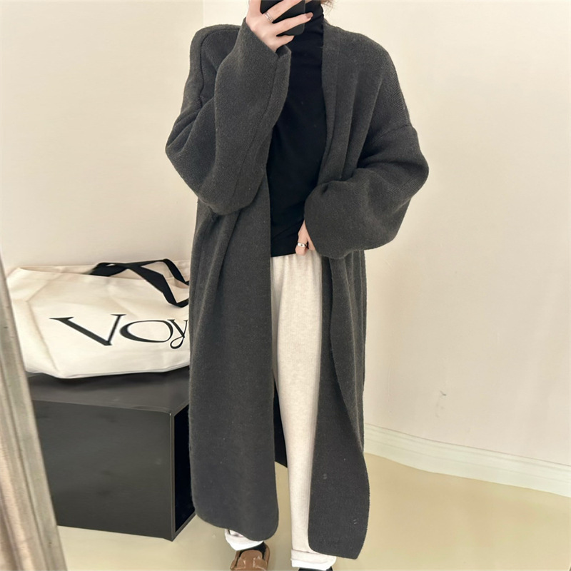胖MM2025秋冬新款毛衣外套女高级感复古慵懒宽松长款针织开衫大衣
