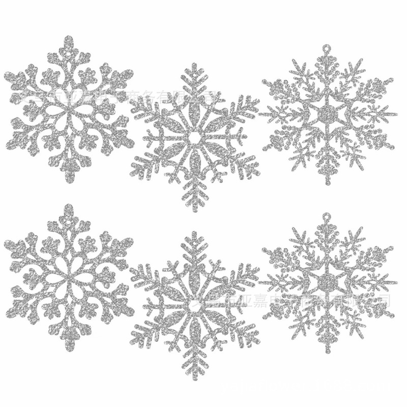 圣诞节仿真圣诞树雪花挂件闪粉装饰配件 场地布置圣诞立体雪花片|undefined