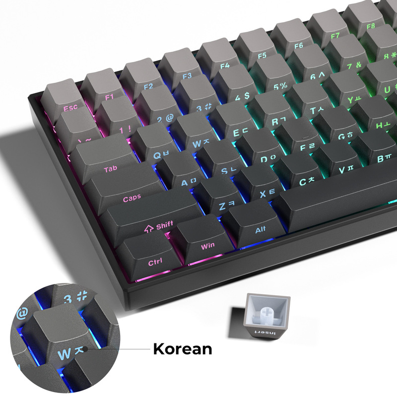 Xvx Korean Root Pbt Wear-Resistant Gradient Side Engraved Characters Translucent Keycap Original Height 125 Keys Korean Cross-Border