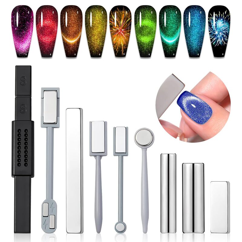 Cross-border 3d magnetic magic stick nail art tools suit cat eye glue magnet tools wholesale 9-piece set
