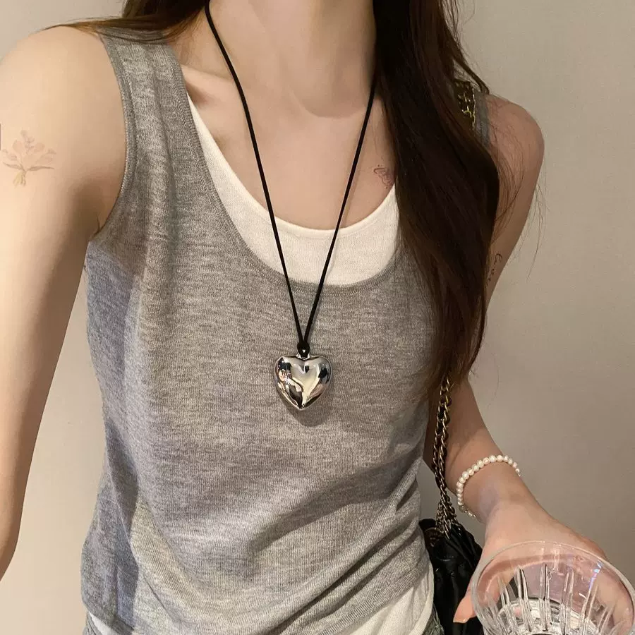新款慵懒风撞色宽松背心假两件吊带小背心夏季女装内搭夏外穿上衣