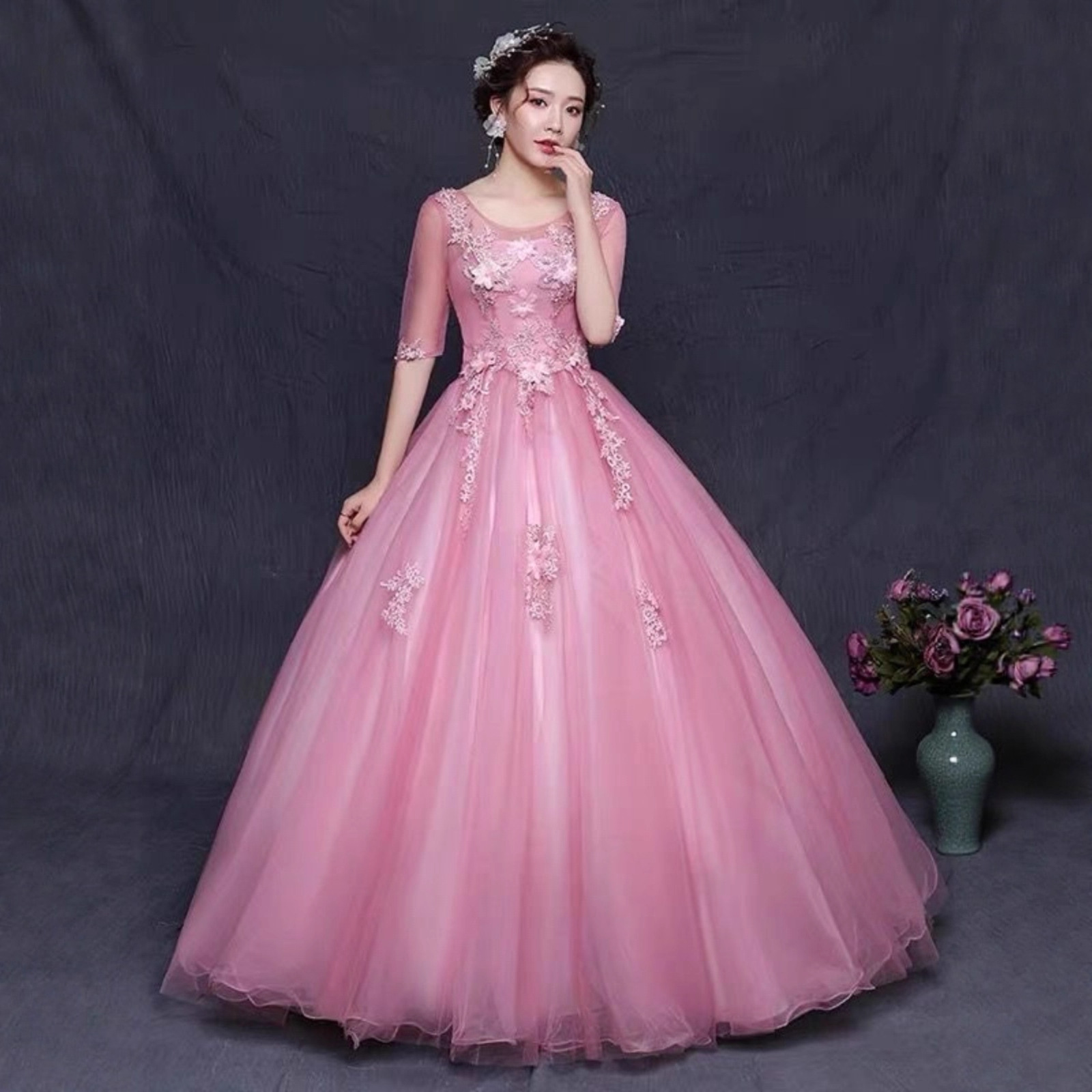 Colorful Yarn 2026 New Model Host Performance Student Vocal Solo Art Exam Costume Tutu Skirt Long Evening Dress for Women