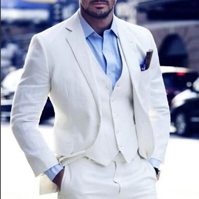 Aliexpress New Men's Suit Set in Ivory White for Prom and Party, Three-Piece Stylish and Fashionable Suit