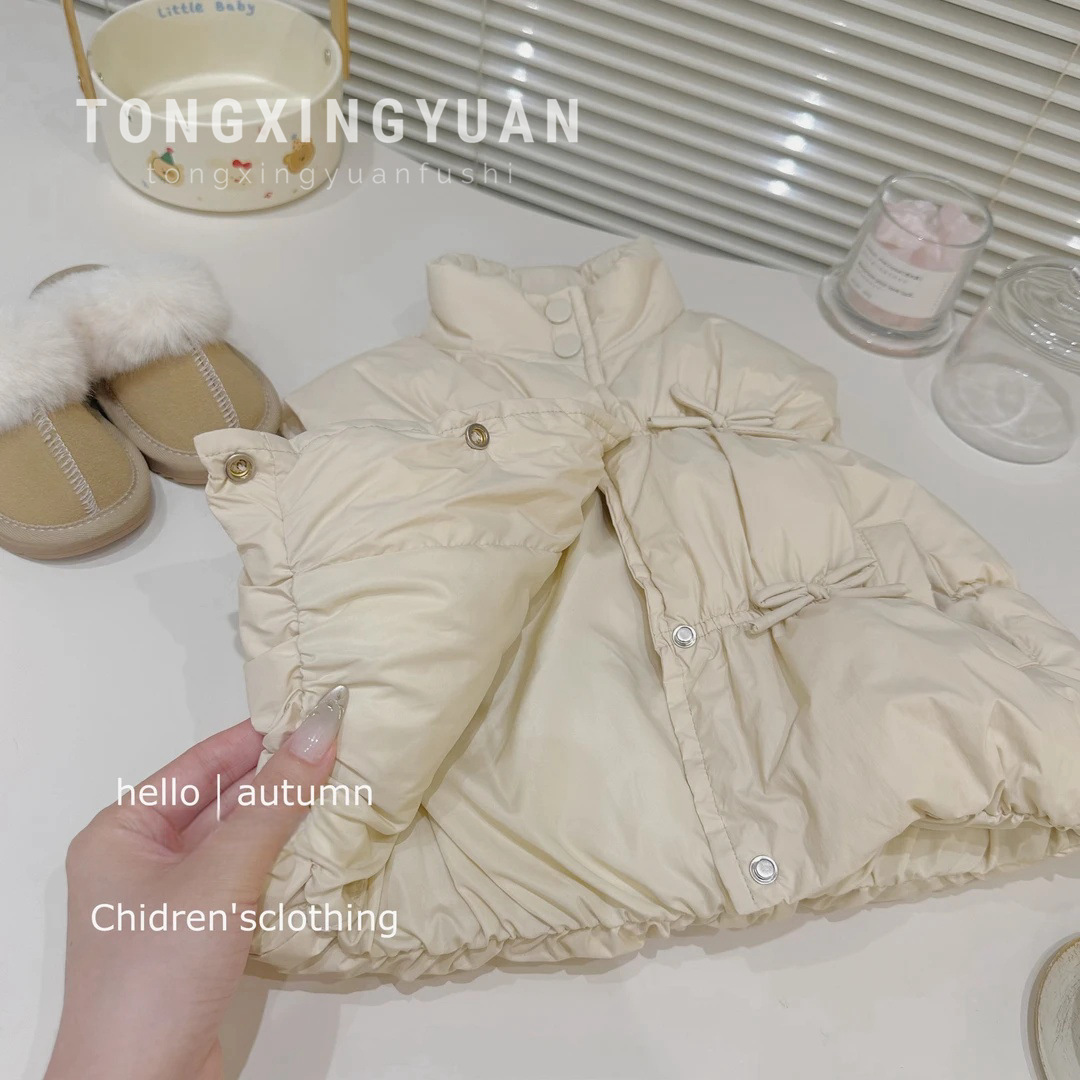 Chaleco para niñas ropa de otoño e invierno 2024 nuevo estilo estilo estilo occidental clip para niños chaleco de algodón invierno femenino chaleco cálido chaleco
