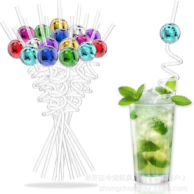 Discoteca de color esférica palos transparentes bodas solteros spiral decoración de bebidas de plástico
