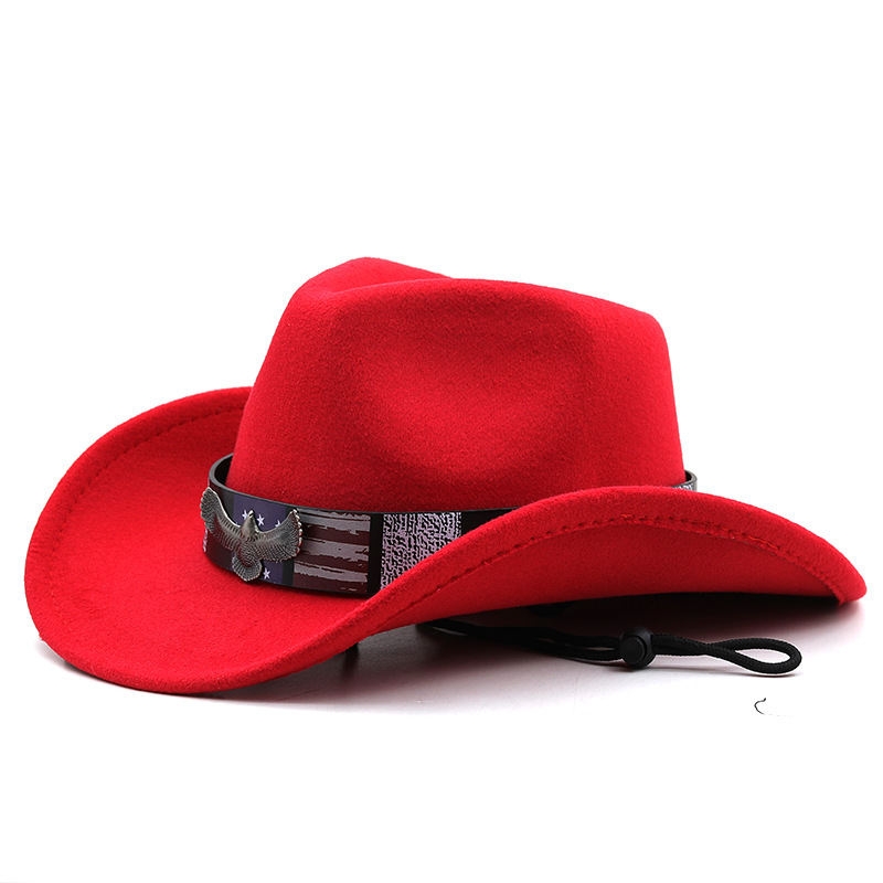 Unisex Cowboy Style Solid Color Wide Eaves Fedora Hat display picture 3