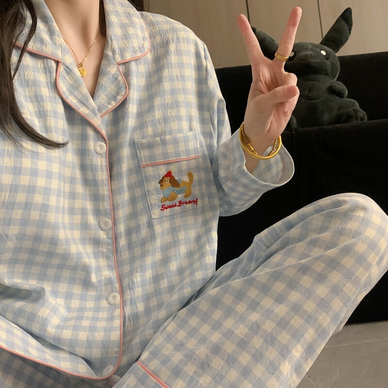 Plus Size 100kg Long-Sleeved Pajamas for Women Spring and Autum Simple Sweet Style Floral Loose Maternity Home Wear Set