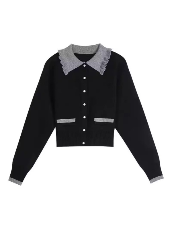 新しいファッション潮2024秋のカーディガンの女性服の灰色のゆるいニットの韓国の長袖のセーターの女性の上着のコート|undefined