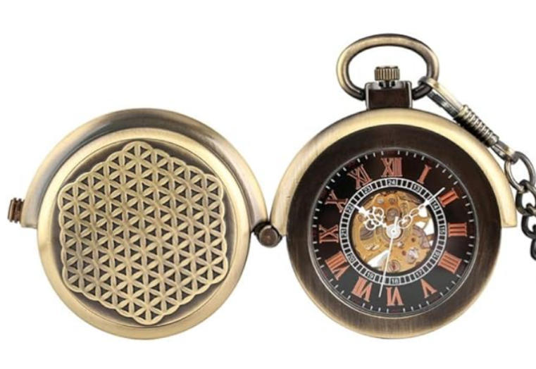 メタルホワイトポリッシュダブルオープンカバー機械式懐中時計レトロ光沢のある学生ギフト記念懐中時計