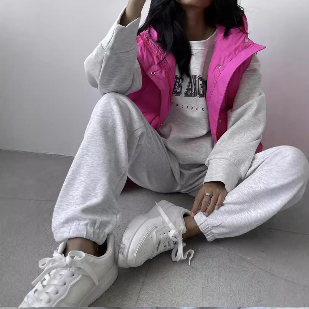 Autumn Winter Printed Loose Sweatshirt Retro Letter Graphic Pattern Fleece lined Long Sleeve Top